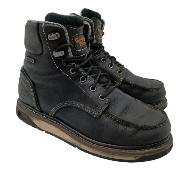 Georgia Boot AMP LT Wedge Waterproof Black Soft Moc-Toe Work Boot MENS Sz 9 Wide - Picture 1 of 9